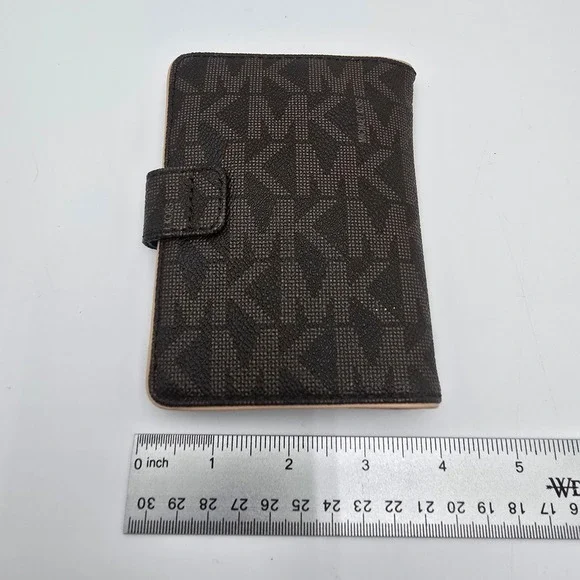 Michael Kors Monogram Travel Organizer Wallet Pouch Brown Gold Tone - Picture 4 of 6